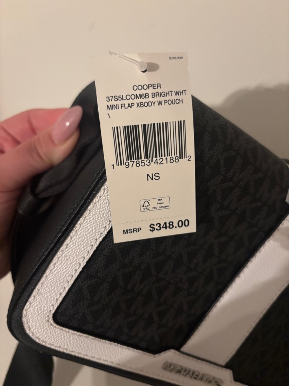 Michael Kors Cooper Color-Block Black and White Signature Stripe Messenger Bag - Picture 7 of 7